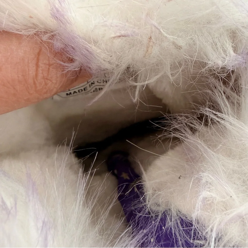 Cat & Jack Girls Winter Boots Size 10 Purple Faux Fur – Like New